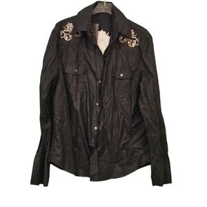 CALIX Black Cotton Cowgirl Western Snap on Blouse Size L